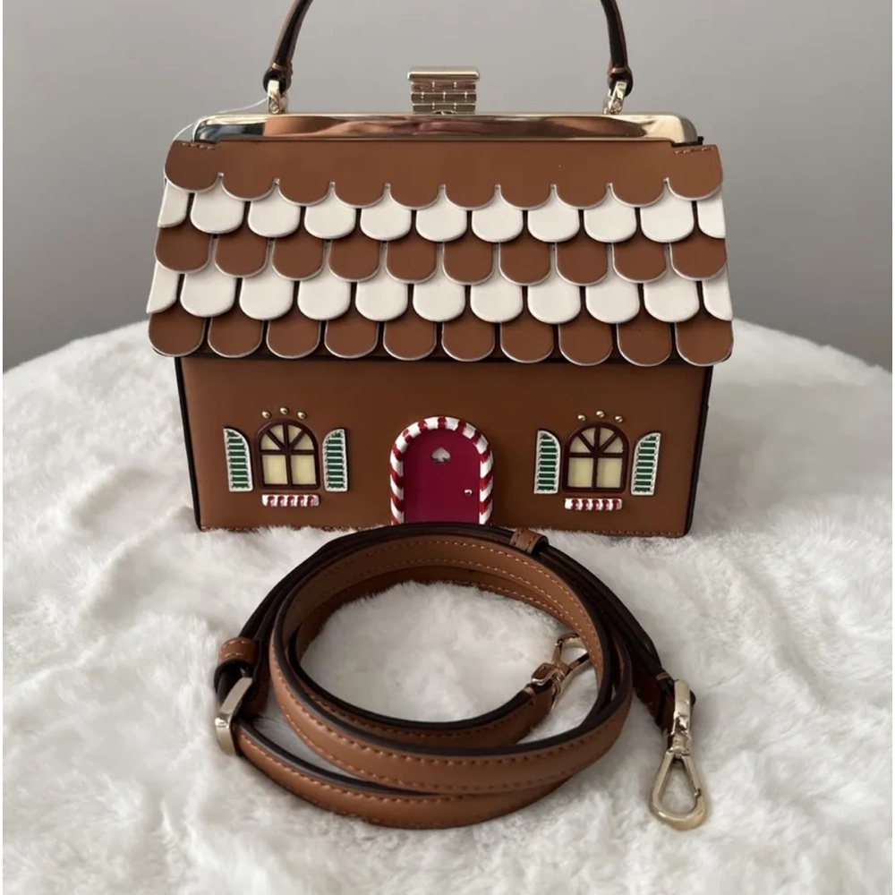 NWT Kate Spade Gingerbread House Top Handle Crossbody Bag Novelty Christmas Gift - Picture 3 of 12